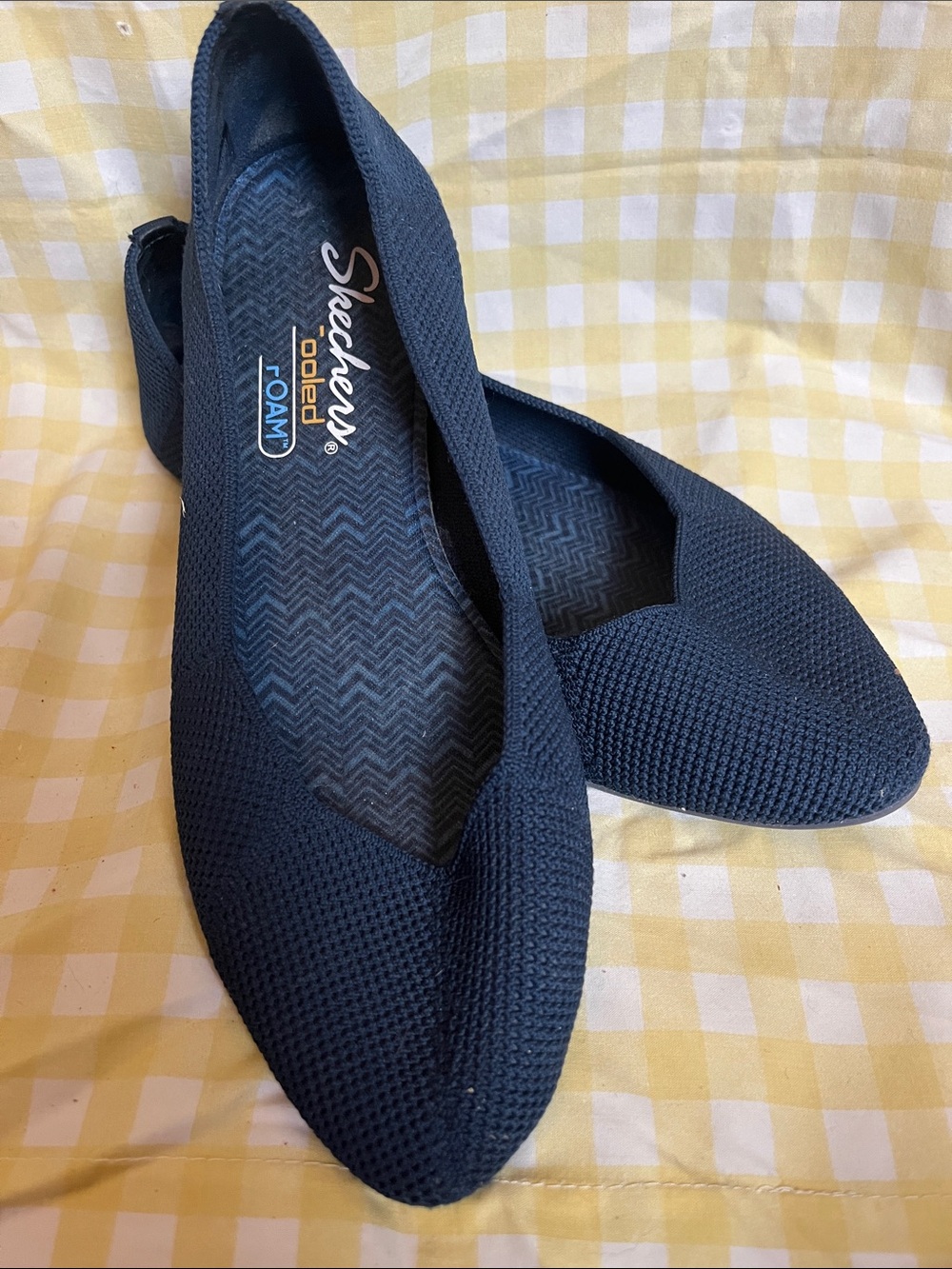 Skechers Navy Knit Pointed Ballet Flats
